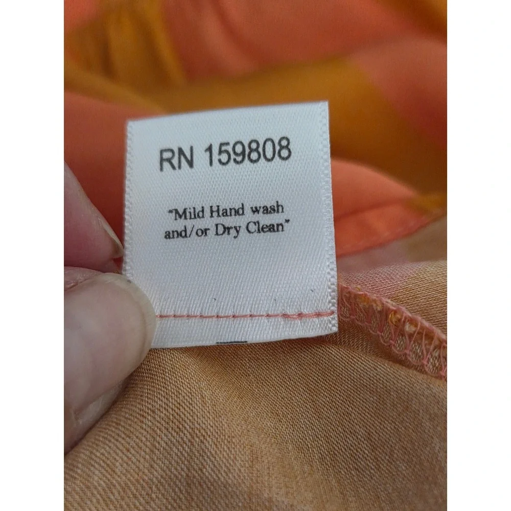 Roma Kids Orange Pink Striped Tiered Modal Satin Dress Size 2-3Y Long Sleeve